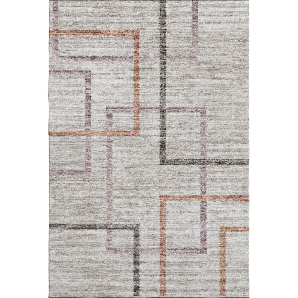 HomeRoots 5' X 8' Taupe, Purple & Copper Geometric Area Rug - Washable, UV Protected & Perfect for Any Room! 666721