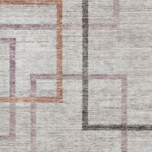 HomeRoots 5' X 8' Taupe, Purple & Copper Geometric Area Rug - Washable, UV Protected & Perfect for Any Room! 666721