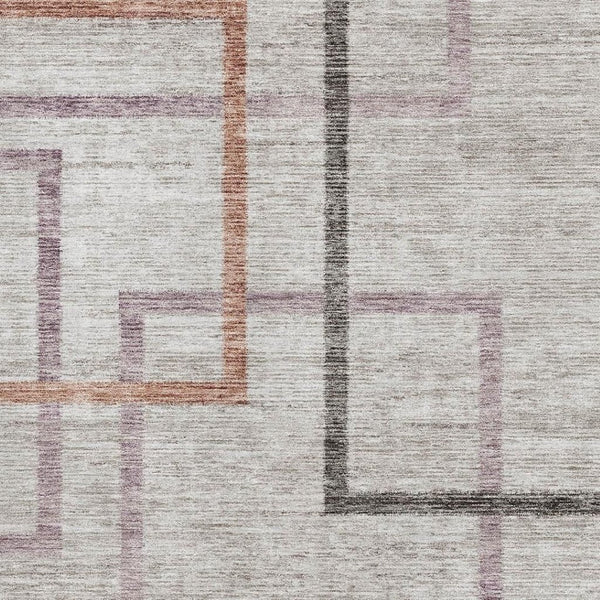 HomeRoots 5' X 8' Taupe, Purple & Copper Geometric Area Rug - Washable, UV Protected & Perfect for Any Room! 666721