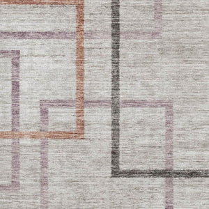 HomeRoots 9' X 12' Geometric Area Rug in Taupe, Purple & Copper - Washable, UV Protected & Pet Friendly! 666724