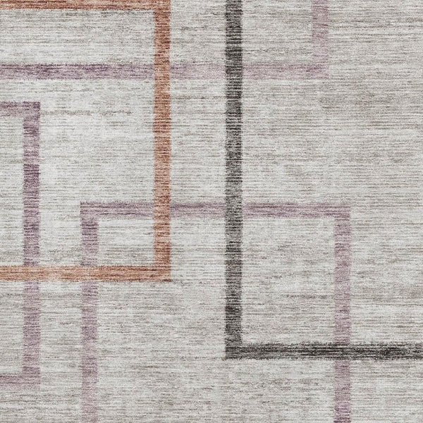 HomeRoots 9' X 12' Geometric Area Rug in Taupe, Purple & Copper - Washable, UV Protected & Pet Friendly! 666724