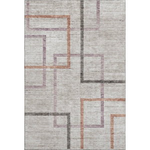 HomeRoots 10' Taupe, Purple & Copper Geometric Washable Area Rug with UV Protection for Stylish Spaces 666725