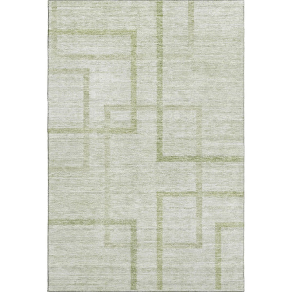 HomeRoots 5' X 8' Artichoke Green Geometric Area Rug - Washable, UV Protected, Durable for Pets & Kids Homes 666731