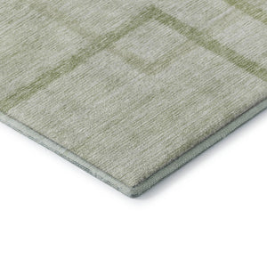 HomeRoots 5' X 8' Artichoke Green Geometric Area Rug - Washable, UV Protected, Durable for Pets & Kids Homes 666731