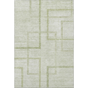 HomeRoots 5' X 8' Artichoke Green Geometric Area Rug - Washable, UV Protected, Durable for Pets & Kids Homes 666731