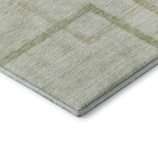 HomeRoots 8' X 10' Artichoke Green Geometric Washable Area Rug with UV Protection for Modern Homes & Families 666733