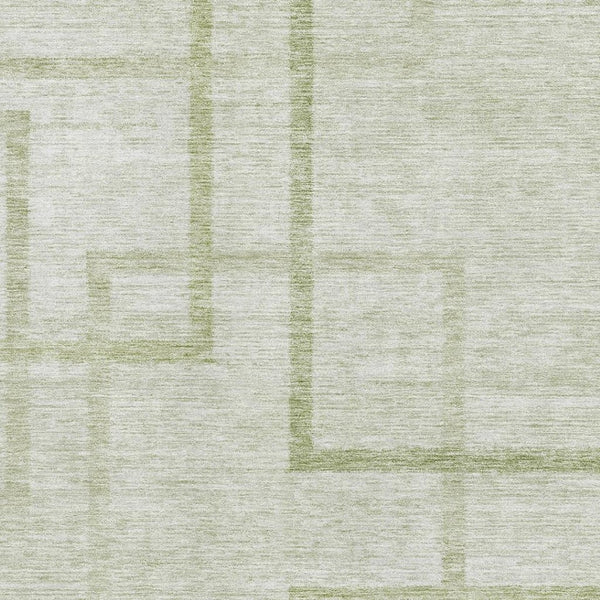 HomeRoots 8' X 10' Artichoke Green Geometric Washable Area Rug with UV Protection for Modern Homes & Families 666733