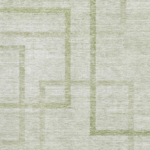 HomeRoots 9' X 12' Artichoke Green & Gray Geometric Area Rug – Washable, UV-Protected, Stylish & Durable! 666734
