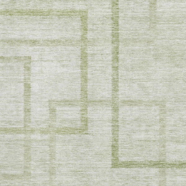 HomeRoots 9' X 12' Artichoke Green & Gray Geometric Area Rug – Washable, UV-Protected, Stylish & Durable! 666734