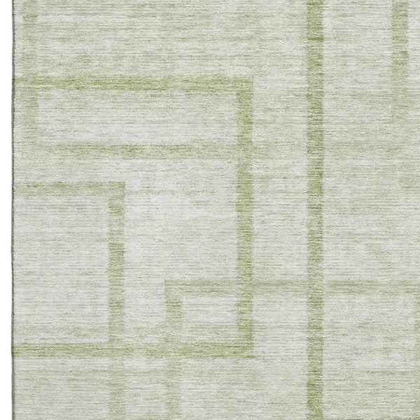 HomeRoots 10' X 14' Artichoke Green & Gray Geometric Washable Area Rug with UV Protection for Modern Homes 666735
