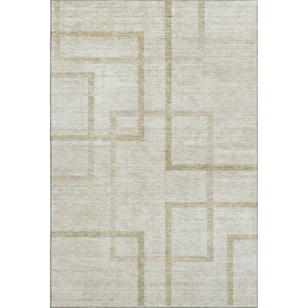 HomeRoots 5' X 8' Washable Beige & Taupe Geometric Area Rug with UV Protection - Durable, Stylish & Easy-Care 666737