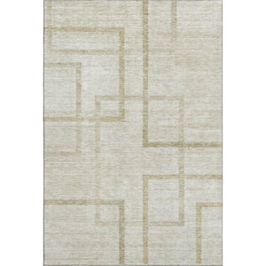 HomeRoots 5' X 8' Washable Beige & Taupe Geometric Area Rug with UV Protection - Durable, Stylish & Easy-Care 666737