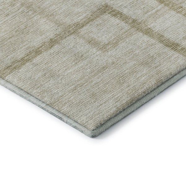 HomeRoots 5' X 8' Washable Beige & Taupe Geometric Area Rug with UV Protection - Durable, Stylish & Easy-Care 666737