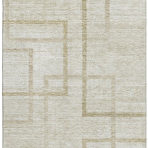 HomeRoots 5' X 8' Washable Beige & Taupe Geometric Area Rug with UV Protection - Durable, Stylish & Easy-Care 666737