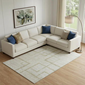 HomeRoots 8' X 10' Beige and Taupe Geometric Area Rug - Washable, Stain Resistant, UV Protected for Busy Homes 666739