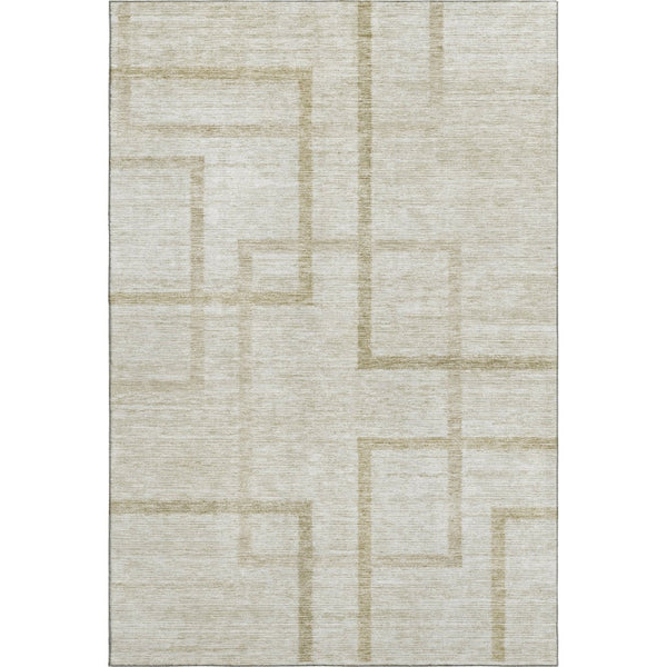 HomeRoots 8' X 10' Beige and Taupe Geometric Area Rug - Washable, Stain Resistant, UV Protected for Busy Homes 666739
