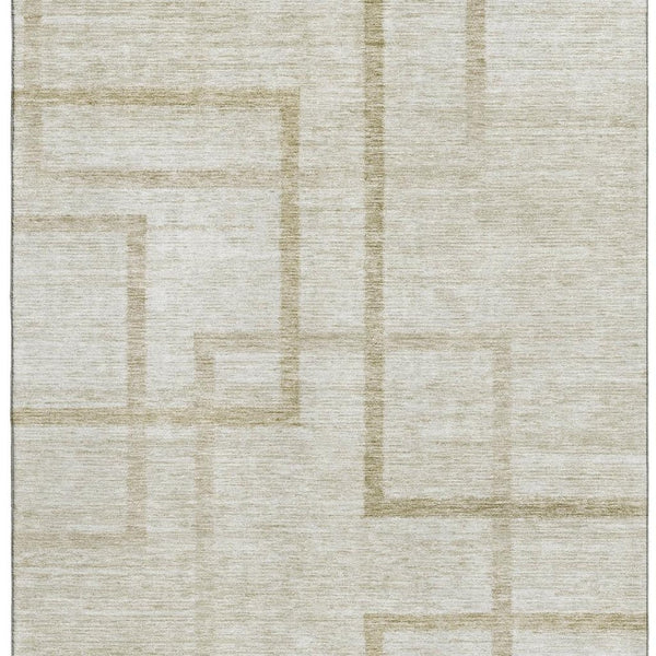 HomeRoots 8' X 10' Beige and Taupe Geometric Area Rug - Washable, Stain Resistant, UV Protected for Busy Homes 666739