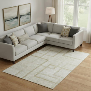 HomeRoots 10' X 14' Beige And Taupe Geometric Washable Area Rug - UV Protected, Durable, Stylish & Family-Friendly! 666741