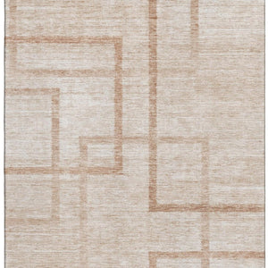 HomeRoots 5' Coral & Rust Geometric Washable Area Rug - UV Protected, Durable, Stain-Resistant Design for Homes 666743