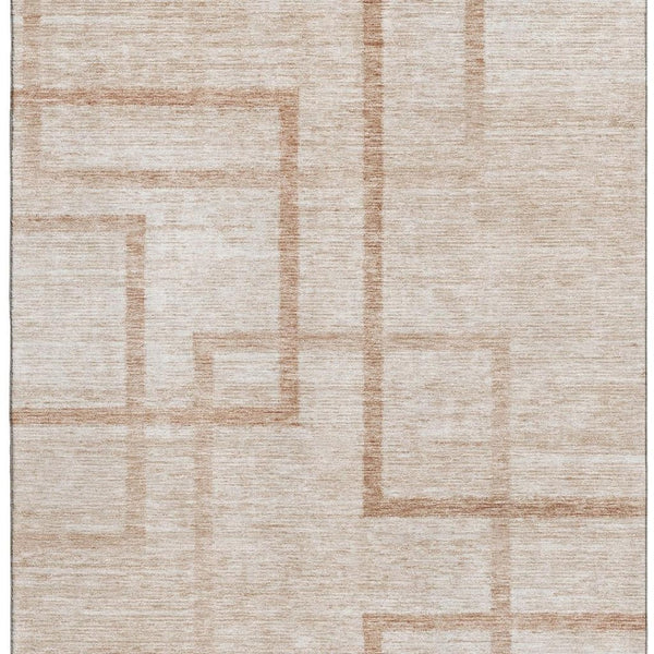 HomeRoots 5' Coral & Rust Geometric Washable Area Rug - UV Protected, Durable, Stain-Resistant Design for Homes 666743