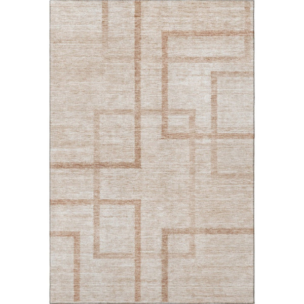 HomeRoots 5' Coral & Rust Geometric Washable Area Rug - UV Protected, Durable, Stain-Resistant Design for Homes 666743