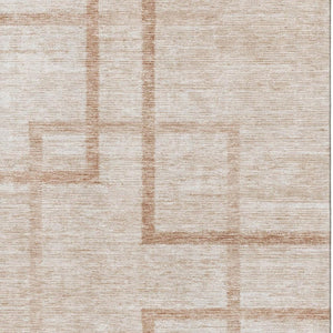 HomeRoots 8' X 10' Coral & Rust Geometric Washable Area Rug - UV Protected, Stain Resistant, Durable Style! 666745