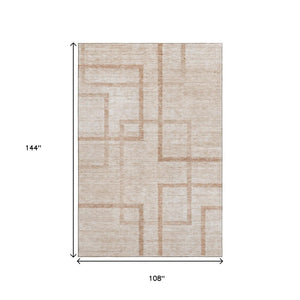 HomeRoots 9' X 12' Coral and Rust Geometric Washable Area Rug - Durable, Stain Resistant, UV Protected Comfort! 666746