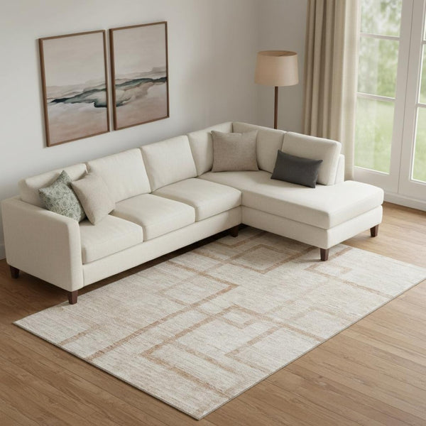 HomeRoots 9' X 12' Coral and Rust Geometric Washable Area Rug - Durable, Stain Resistant, UV Protected Comfort! 666746