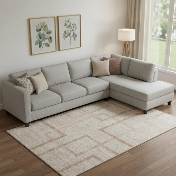 HomeRoots 10' X 14' Coral and Rust Geometric Area Rug – Washable, UV Protected, Stylish for Any Space! 666747