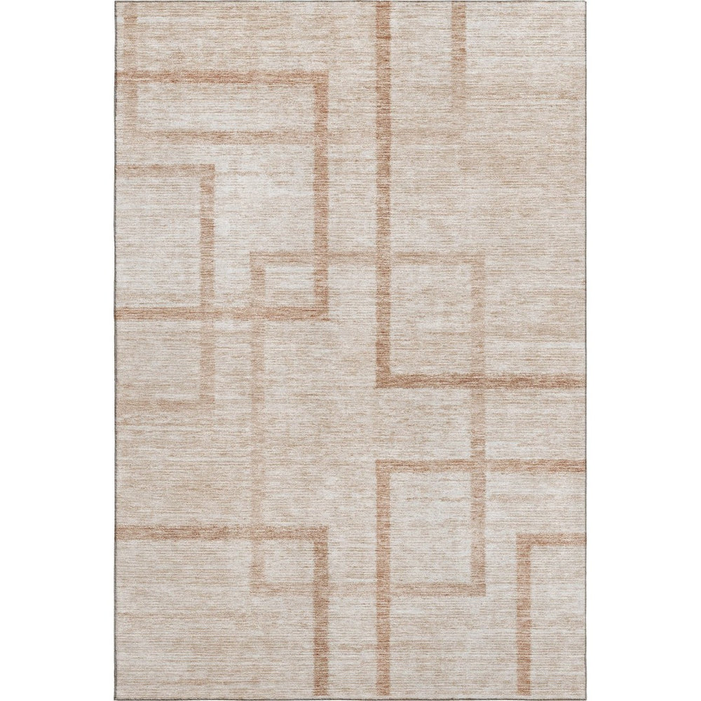 HomeRoots 10' X 14' Coral and Rust Geometric Area Rug – Washable, UV Protected, Stylish for Any Space! 666747