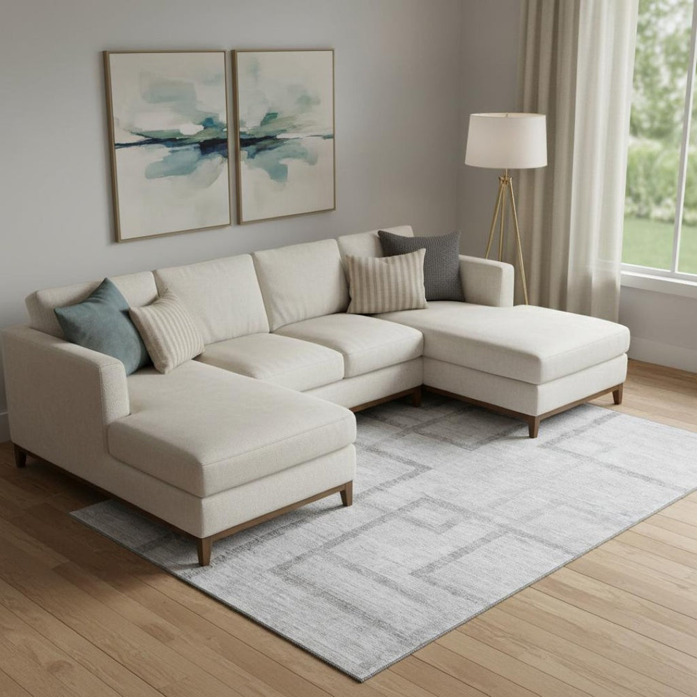 HomeRoots 10' Gray and Silver Geometric Washable Area Rug – Durable, UV-Protected, Stylish for Any Space! 666753