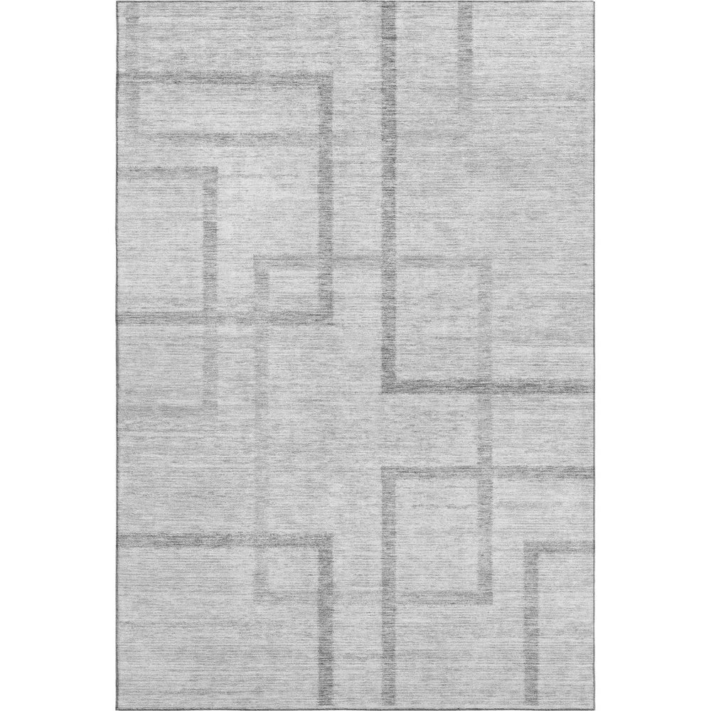 HomeRoots 10' Gray and Silver Geometric Washable Area Rug – Durable, UV-Protected, Stylish for Any Space! 666753