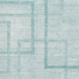HomeRoots 5' X 8' Teal and Ivory Geometric Area Rug - Washable, UV-Protected, Stain-Resistant Design for Homes 666761