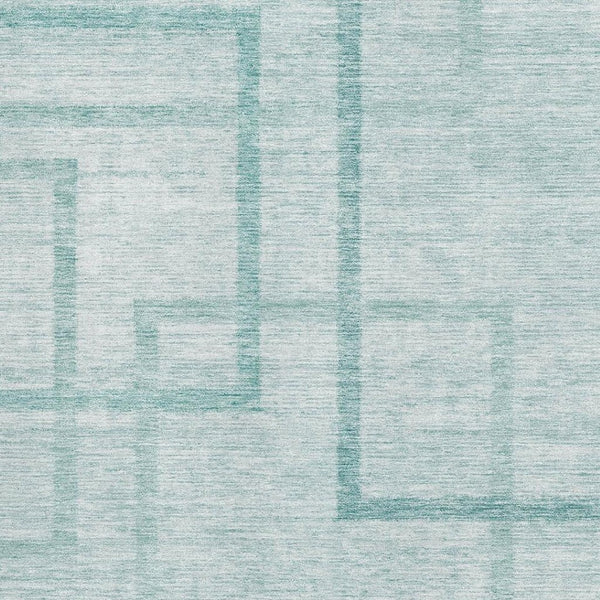 HomeRoots 5' X 8' Teal and Ivory Geometric Area Rug - Washable, UV-Protected, Stain-Resistant Design for Homes 666761