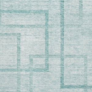 HomeRoots 8' X 10' Geometric Teal and Ivory Area Rug - Washable, UV Protected, Stain-Resistant for Modern Homes 666763