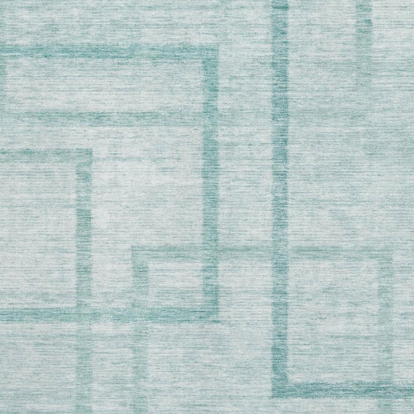HomeRoots 8' X 10' Geometric Teal and Ivory Area Rug - Washable, UV Protected, Stain-Resistant for Modern Homes 666763