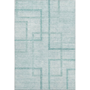 HomeRoots 9' X 12' Teal And Ivory Geometric Area Rug – Stylish, Washable & UV-Protected for Busy Homes! 666764