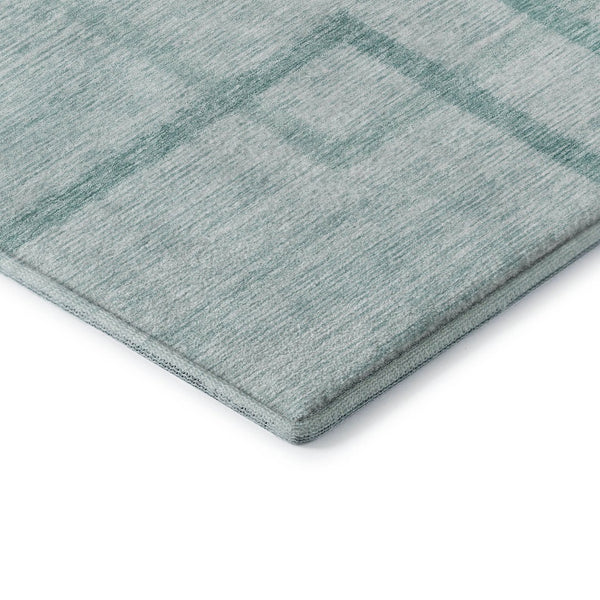 HomeRoots 9' X 12' Teal And Ivory Geometric Area Rug – Stylish, Washable & UV-Protected for Busy Homes! 666764
