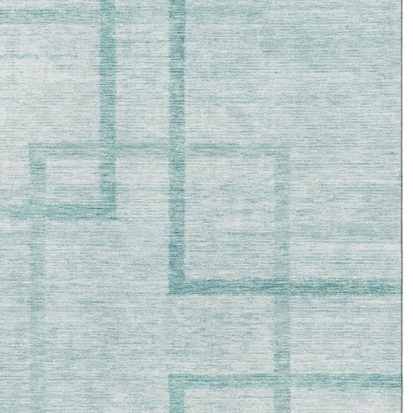 HomeRoots 9' X 12' Teal And Ivory Geometric Area Rug – Stylish, Washable & UV-Protected for Busy Homes! 666764