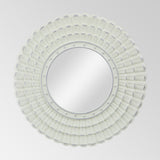 Christopher Knight Home® - Noble House - Colby Modern Round Mirror with Carved Frame, Matte White