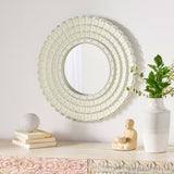 Christopher Knight Home® - Noble House - Colby Modern Round Mirror with Carved Frame, Matte White