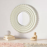 Christopher Knight Home® - Noble House - Colby Modern Round Mirror with Carved Frame, Matte White