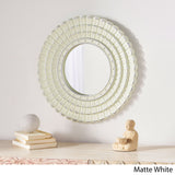 Christopher Knight Home® - Noble House - Colby Modern Round Mirror with Carved Frame, Matte White