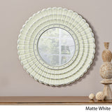 Christopher Knight Home® - Noble House - Colby Modern Round Mirror with Carved Frame, Matte White