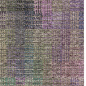 HomeRoots 5' X 8' Washable Abstract Geometric Area Rug in Plum, Green & Brown - Durable, UV Protected Design! 666773