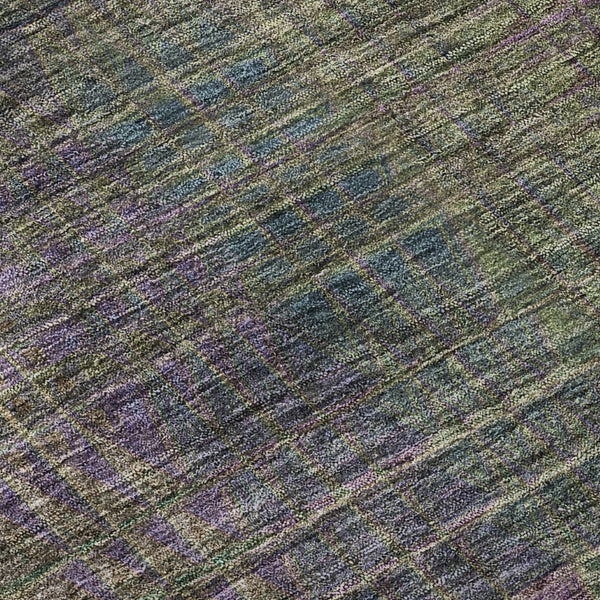 HomeRoots 5' X 8' Washable Abstract Geometric Area Rug in Plum, Green & Brown - Durable, UV Protected Design! 666773