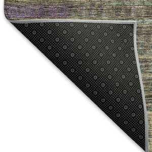 HomeRoots 8' Washable Round Rug in Plum, Green & Brown - Abstract Geometric Design with UV Protection & Durability 666774