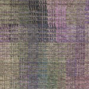HomeRoots 9' Modern Abstract Geometric Area Rug in Plum, Green & Brown – Washable, UV-Protected & Durable Design 666776