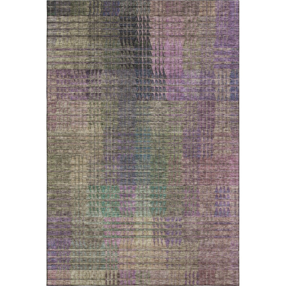 HomeRoots 9' Modern Abstract Geometric Area Rug in Plum, Green & Brown – Washable, UV-Protected & Durable Design 666776