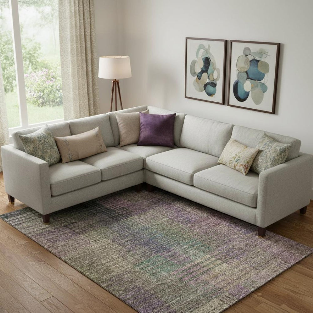 HomeRoots 10' X 14' Stylish Plum Green Brown Abstract Geometric Area Rug - Durable, Washable & UV Protected! 666777